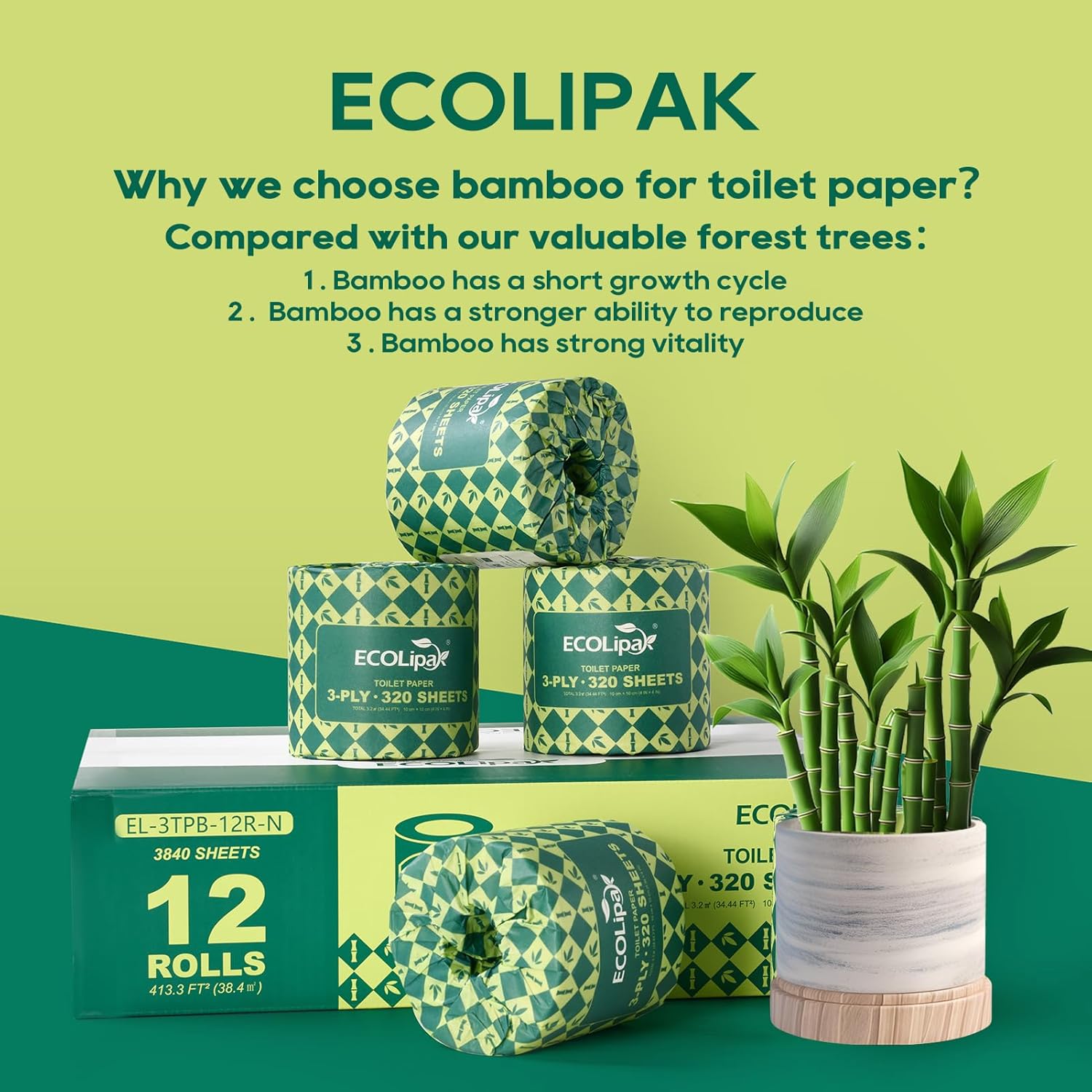 3 Ply Non Toxic Eco Friendly Brown Bamboo Toilet Paper