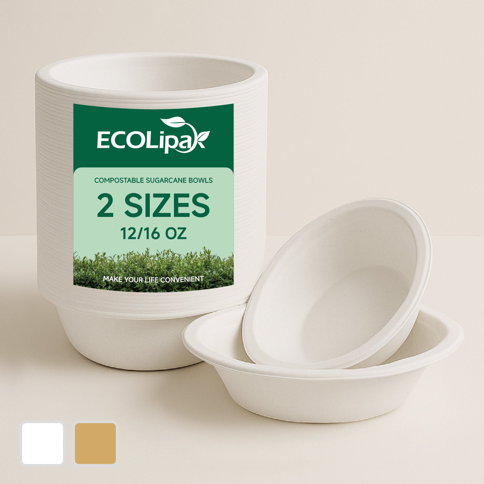 Wide Sides Compostable Bowls | Microwave-Safe - ECO-Lipak