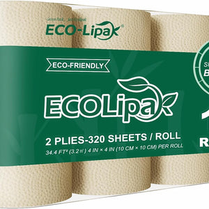 2-Ply Lint-Free Absorbent Natural Bamboo Toilet Paper | Septic-Safe, Non-Toxic - ECO-Lipak