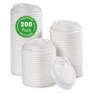 3.15 in Disposable Leak - Proof CPLA Cup Lid|8oz Fit, Compostable - ECO - Lipak