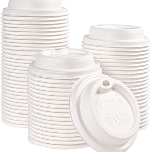 3.54in Disposable Leak - Proof Sugarcane Cup Lid|Universal Fit, Compostable - ECO - Lipak