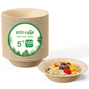 5 in /6.3 in Heavy - Duty Palm Leaf Bowls|BPA - Free, Toxin - Free - ECO - Lipak