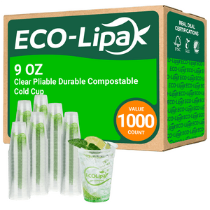 Clear Pliable Durable Compostable Cold Cup|BPI Certified, PFAS - Free - ECOlipak