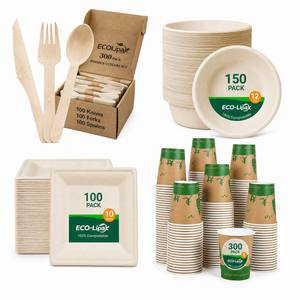 Natural Complete Tableware Set for Catering, Parties & Gatherings - ECO-Lipak