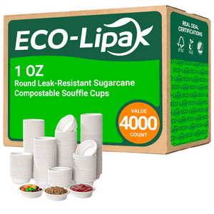 Round Leak - Resistant Sugarcane Compostable Souffle Cups|BPI Certified, BPA - Free - ECOlipak