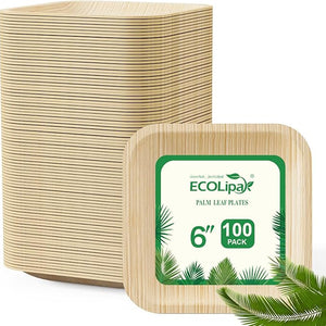 Square Leak - Proof Palm Leaf Compostable Plates & Cutlery Sets|Food Grade, BPA - Free - ECOlipak