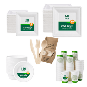 White Multi-Course Tableware Set for Weddings, Receptions & Celebrations - ECO-Lipak