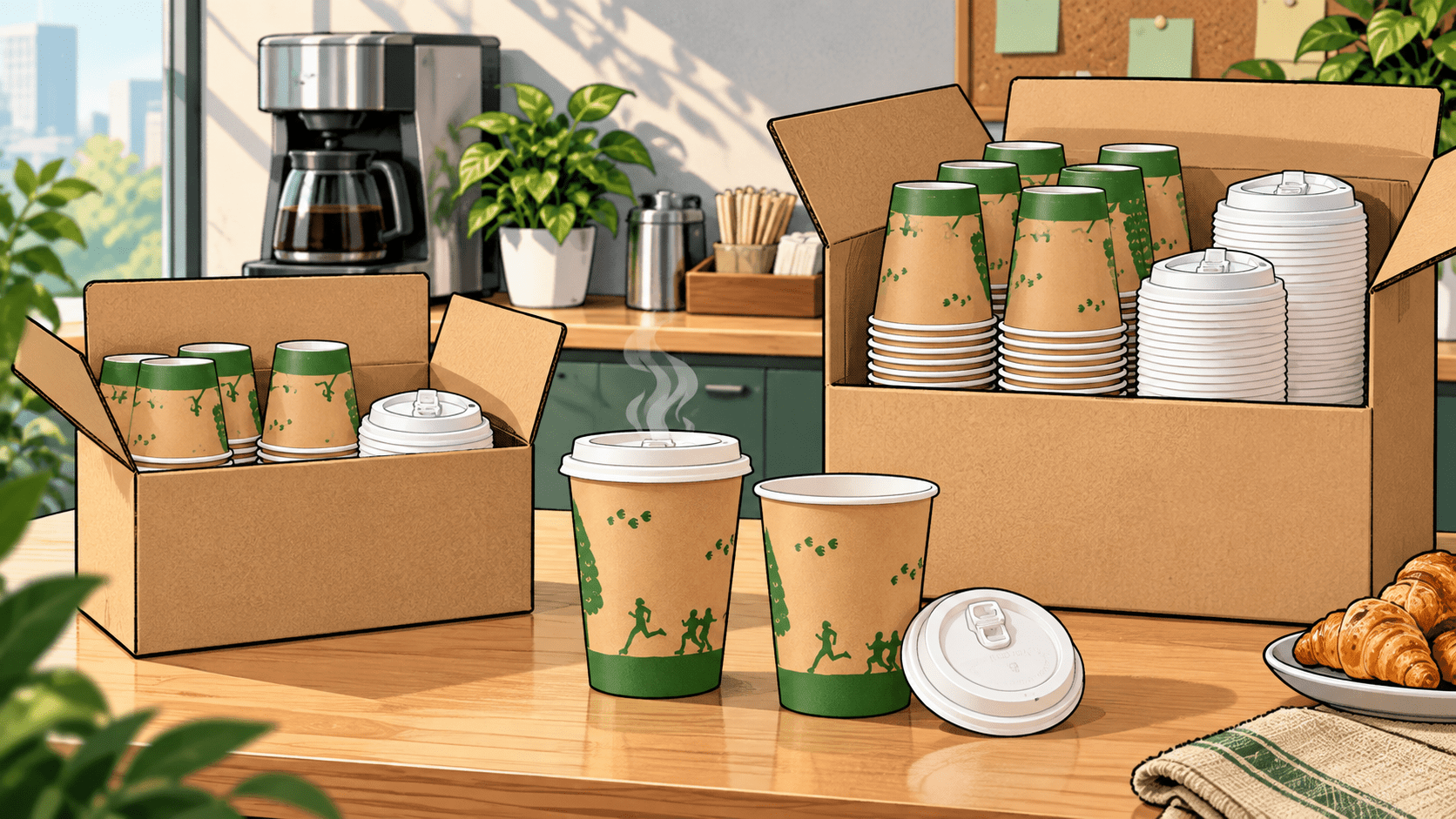 12 oz Compostable Coffee Cups with Lids: 240 vs 1,000 - ECO-Lipak