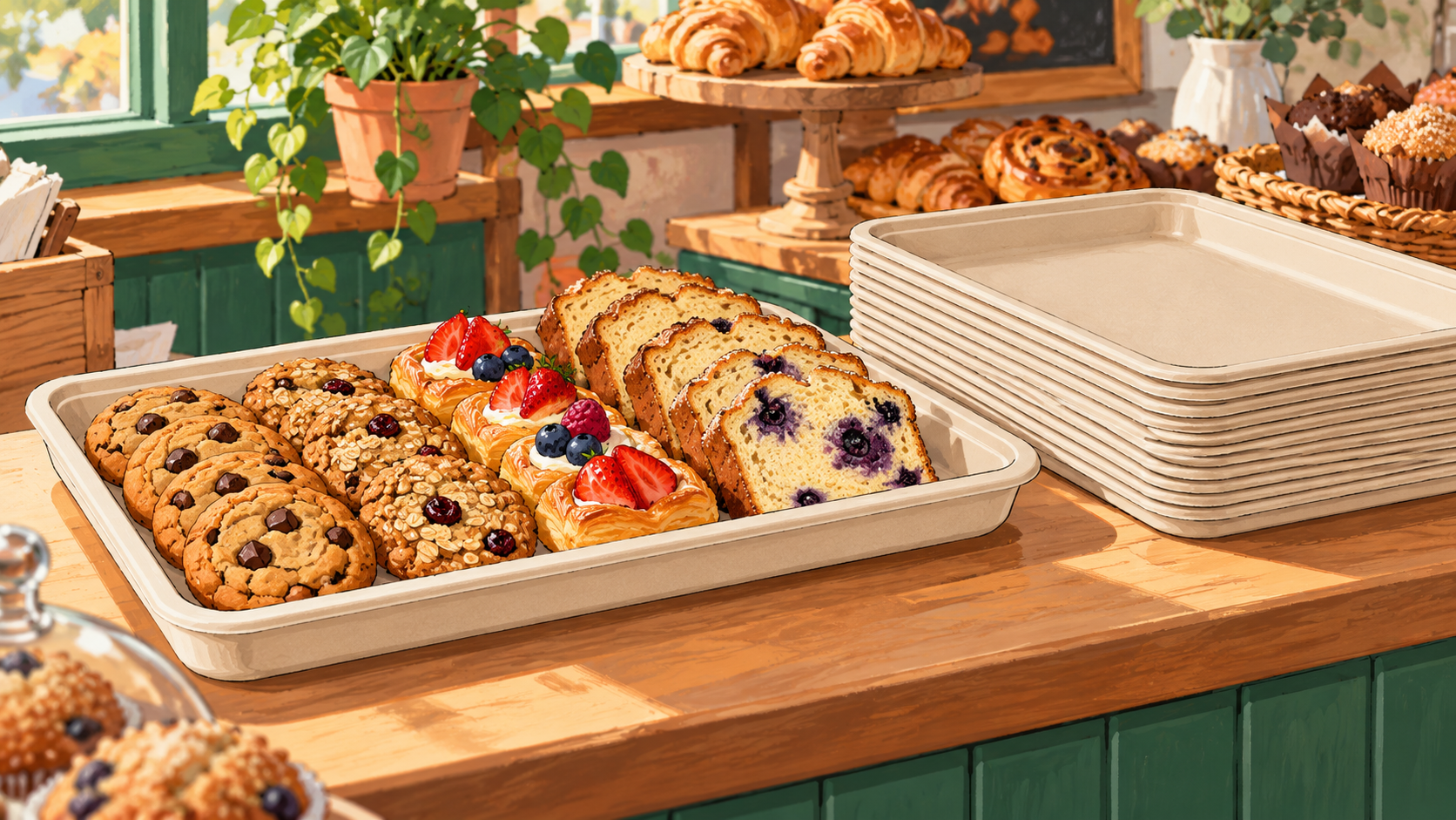 14-Inch Sugarcane Trays for Bakery Displays: A Counter-to-Pickup Test - ECO-Lipak