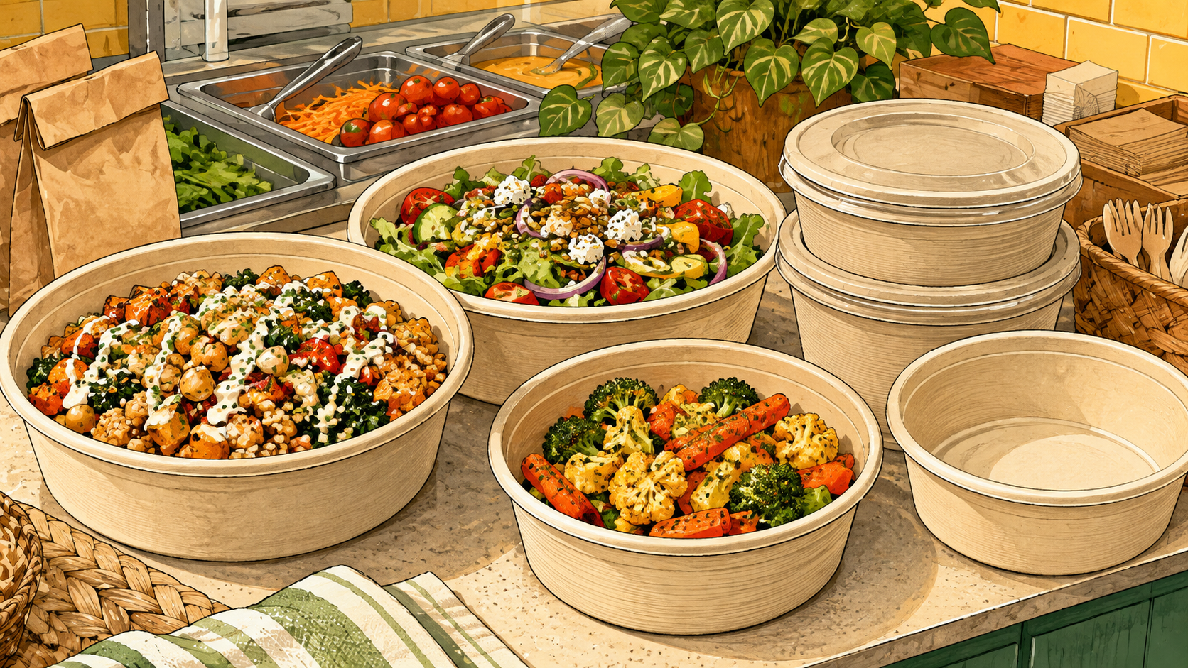 32 oz Sugarcane Bowls for Family-Style Takeout - ECO-Lipak