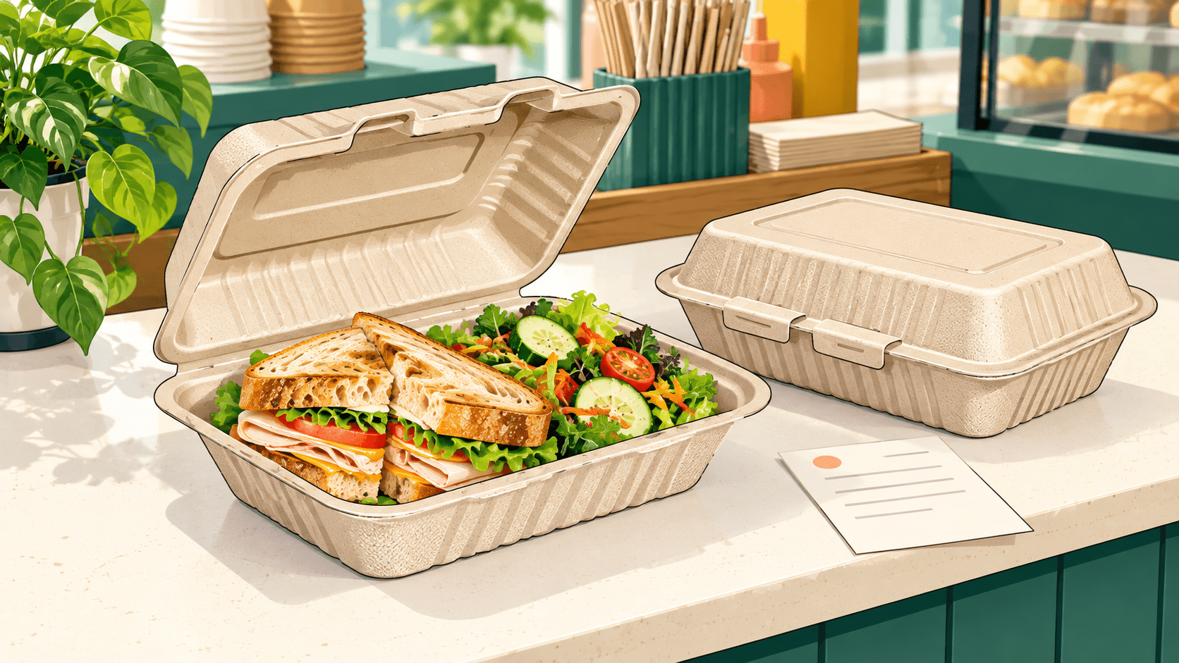 9 x 6 Sugarcane Clamshells for Sandwich-and-Side Takeout: A Box Test - ECO-Lipak