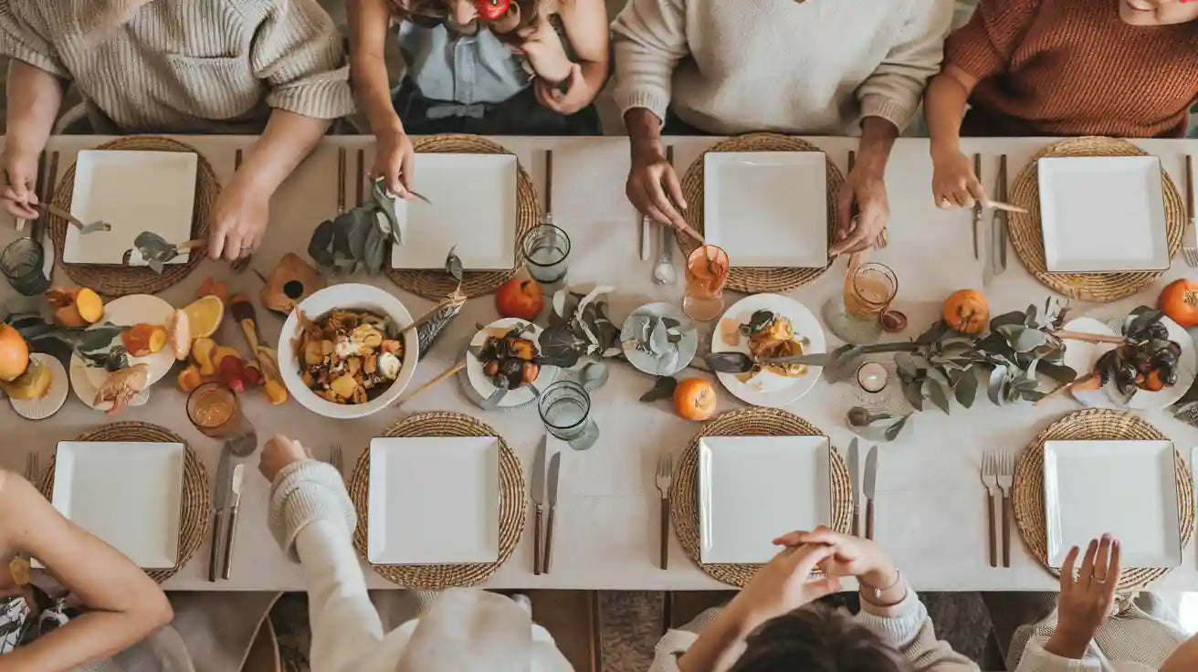 White square plates that last for family meals