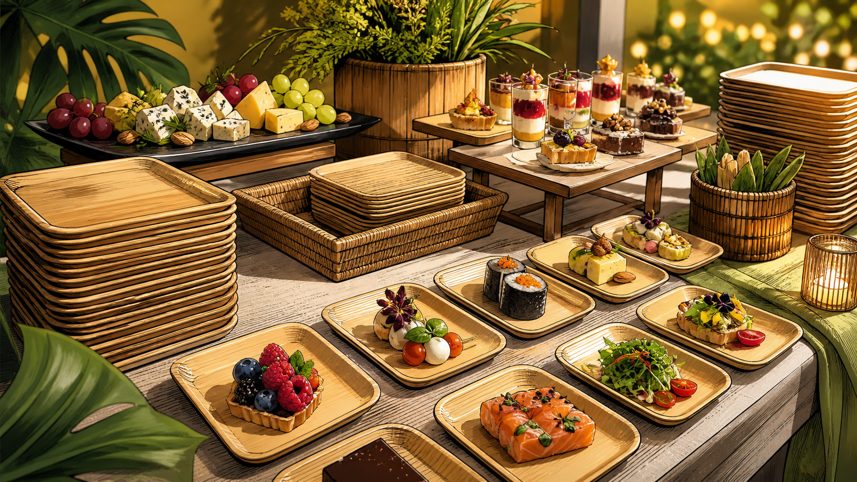 Bamboo Appetizer Plates for Dessert Bars, Tastings, and Catered Small Bites - ECO-Lipak