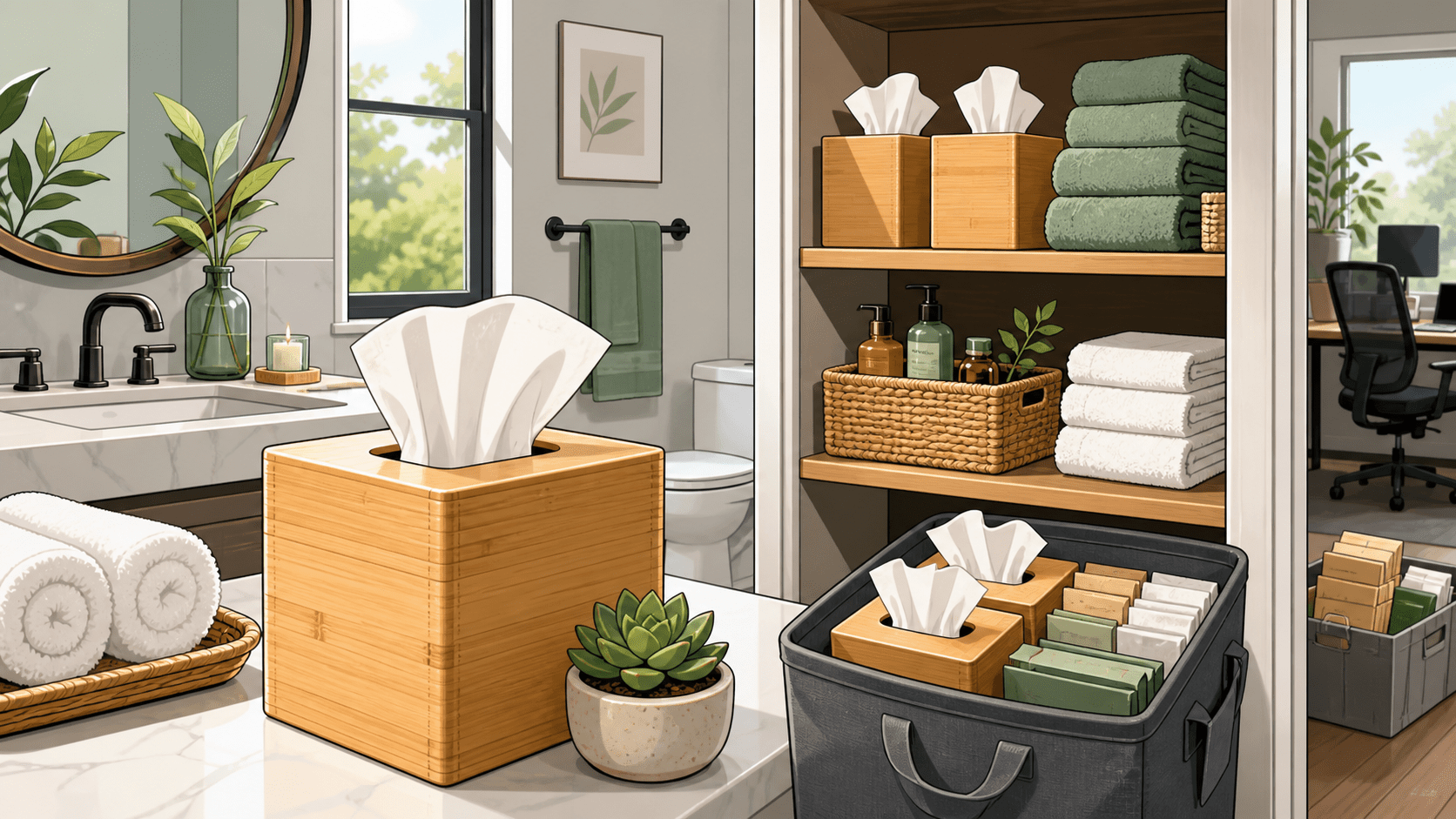 Bamboo Facial Tissues for Guest Bathrooms, Wellness Kits, and Office Restock - ECO-Lipak
