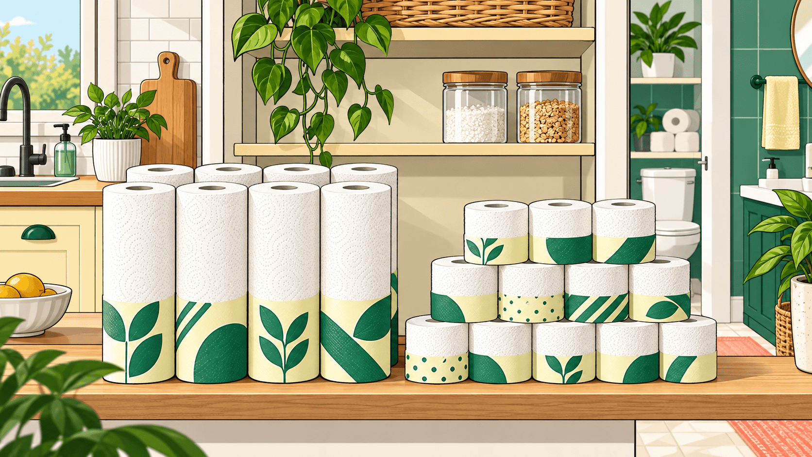 Bamboo Paper Towels and Toilet Paper Set: 8 + 12 Rolls - ECO-Lipak