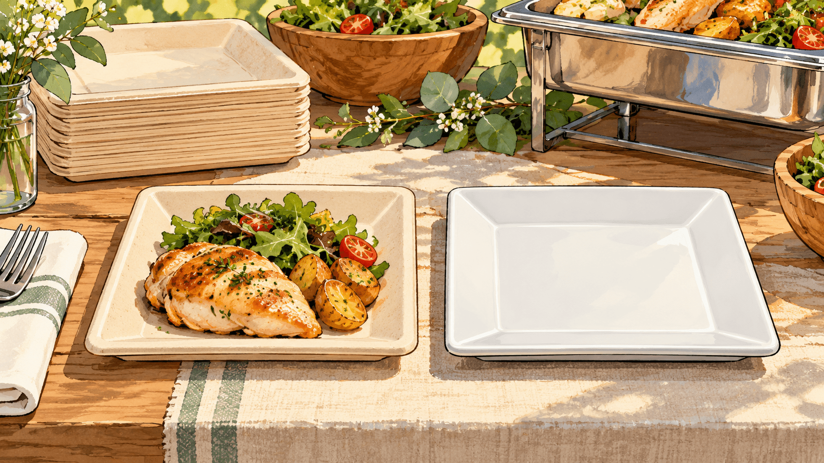 Best Square Dinner Plate Materials: Reusable vs Event Use - ECO-Lipak