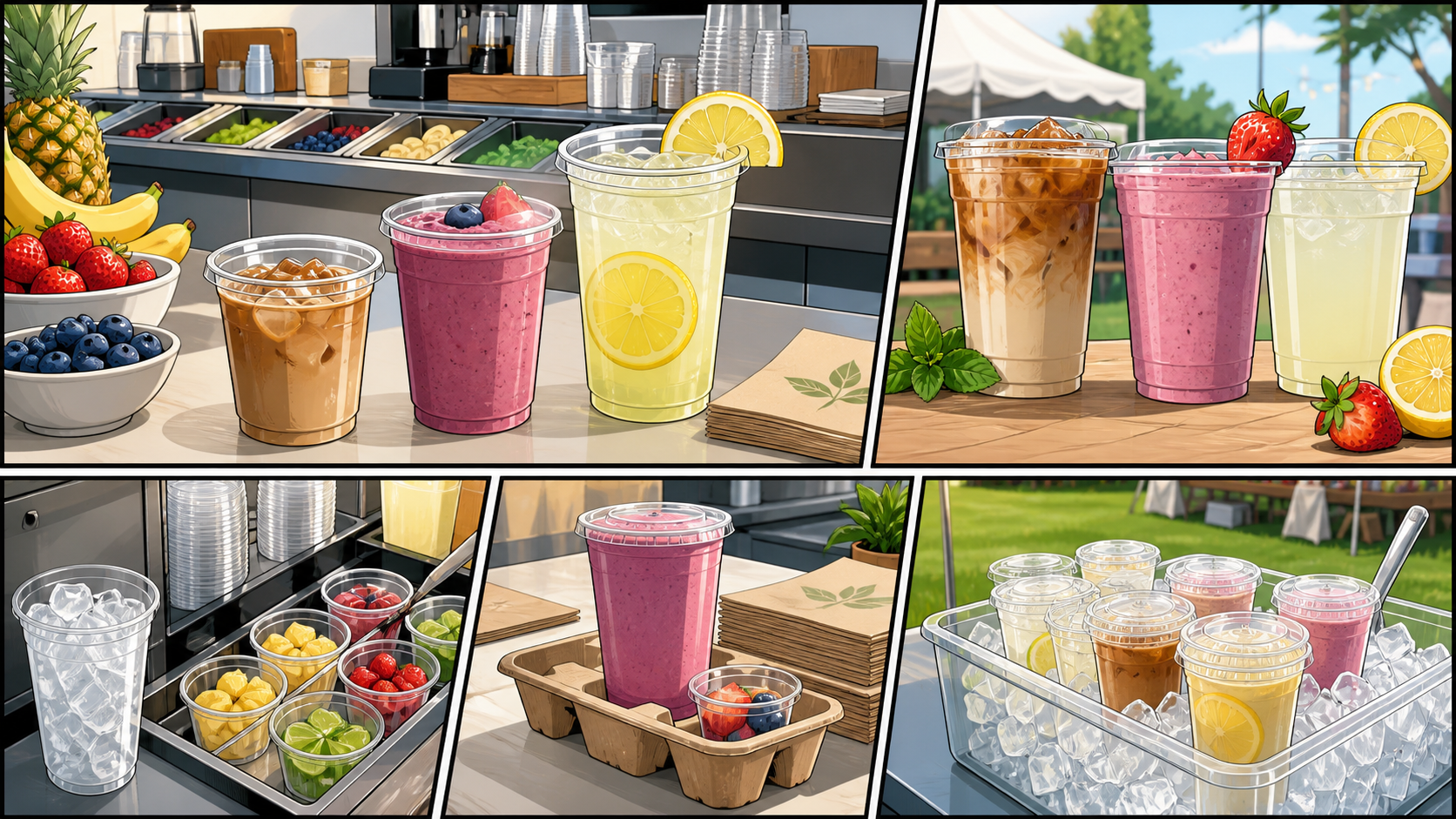 Clear Compostable Cold Cups for Smoothie Bars, Cafes, and Event Drinks - ECO-Lipak