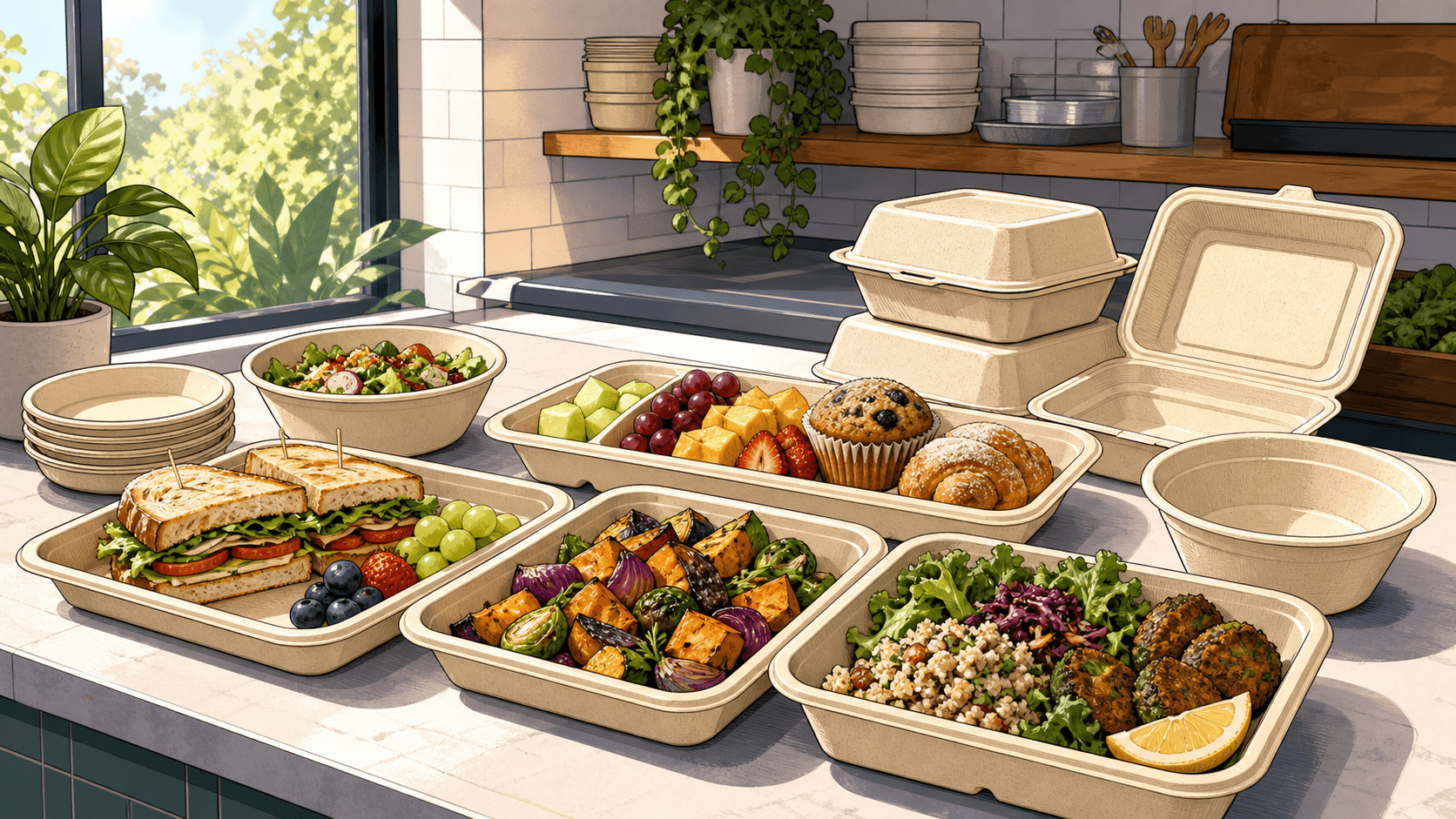 Compostable Food Trays for Catering Prep: When Flat Space Beats Deeper Containers - ECO-Lipak