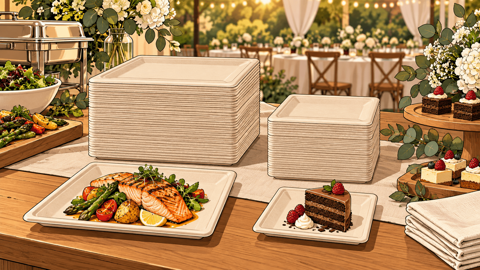 Compostable Plate Set for 200 Guests: 6 and 10 Inch - ECO-Lipak