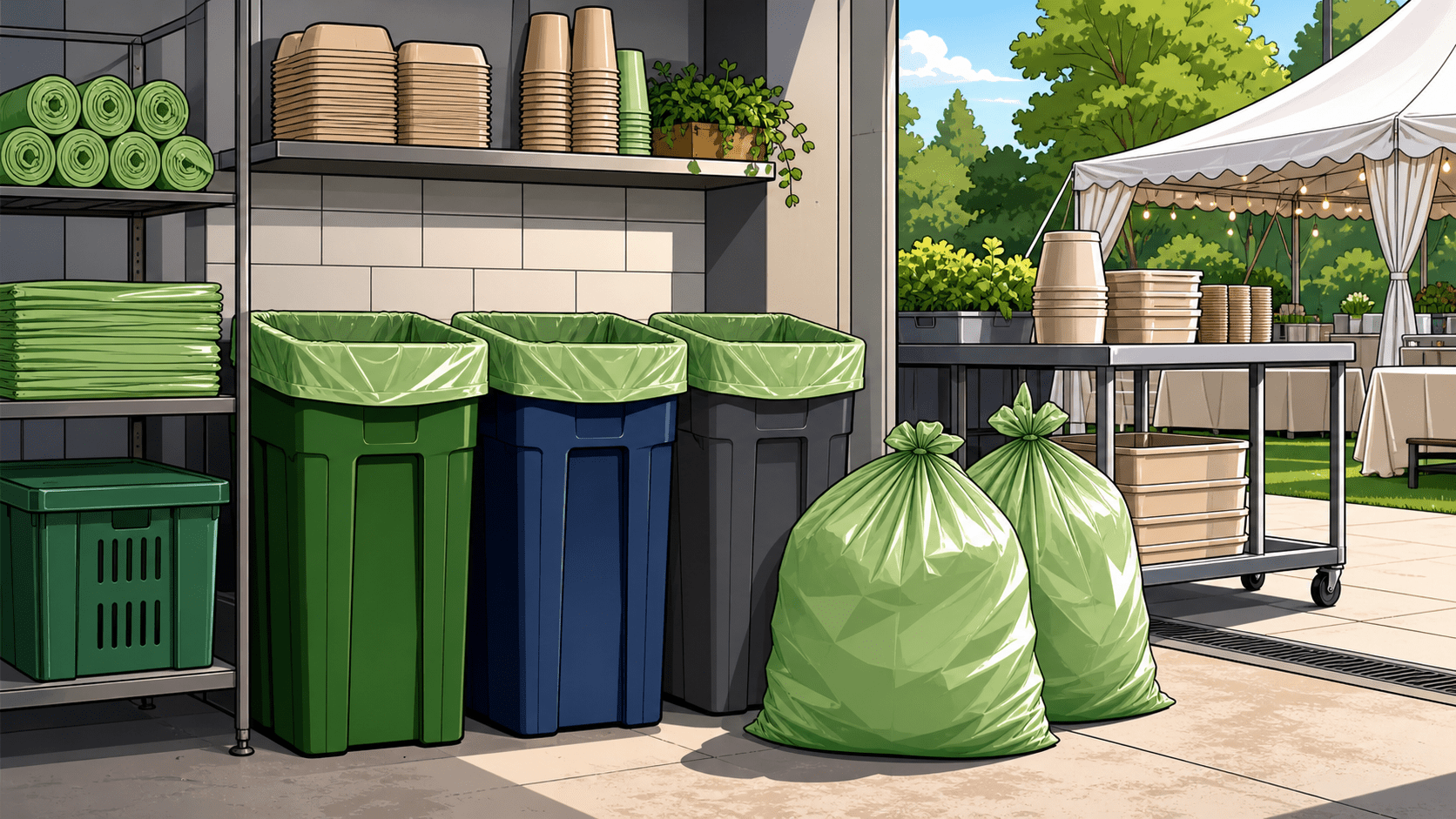 Compostable Trash Bags for Back-of-House Waste Stations - ECO-Lipak