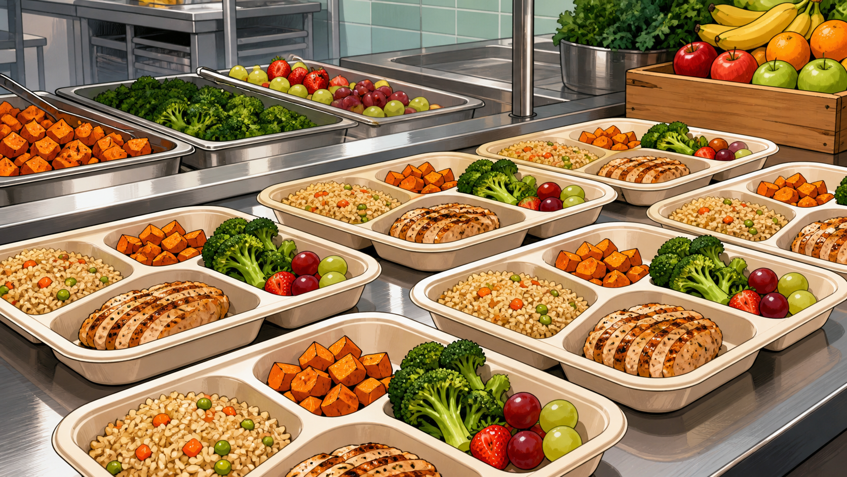 Five-Compartment Sugarcane Plates for Schools, Cafeterias, and Meal Programs - ECO-Lipak