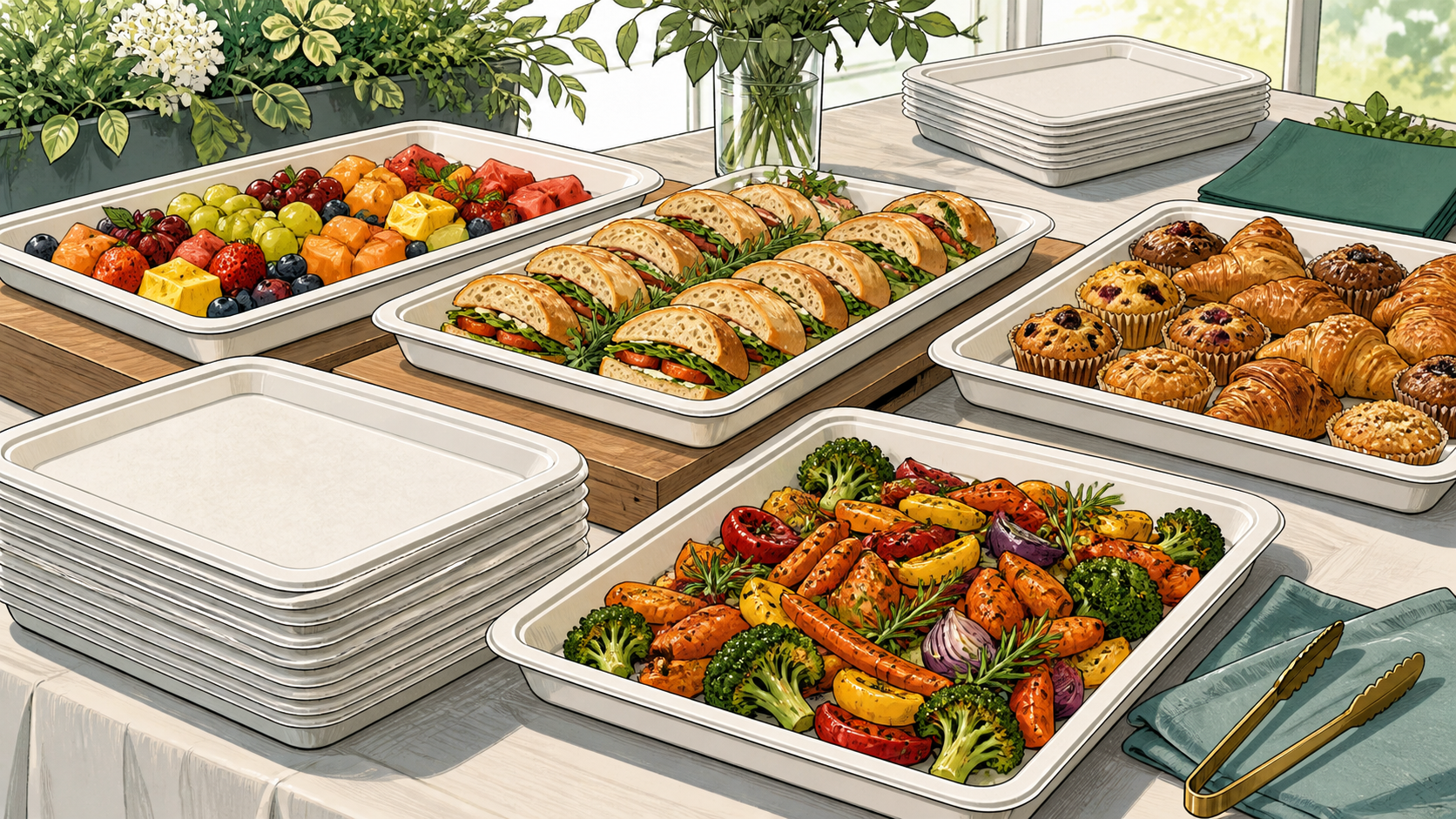 How Many 14-Inch Food Trays Does a Catering Buffet Need? - ECO-Lipak