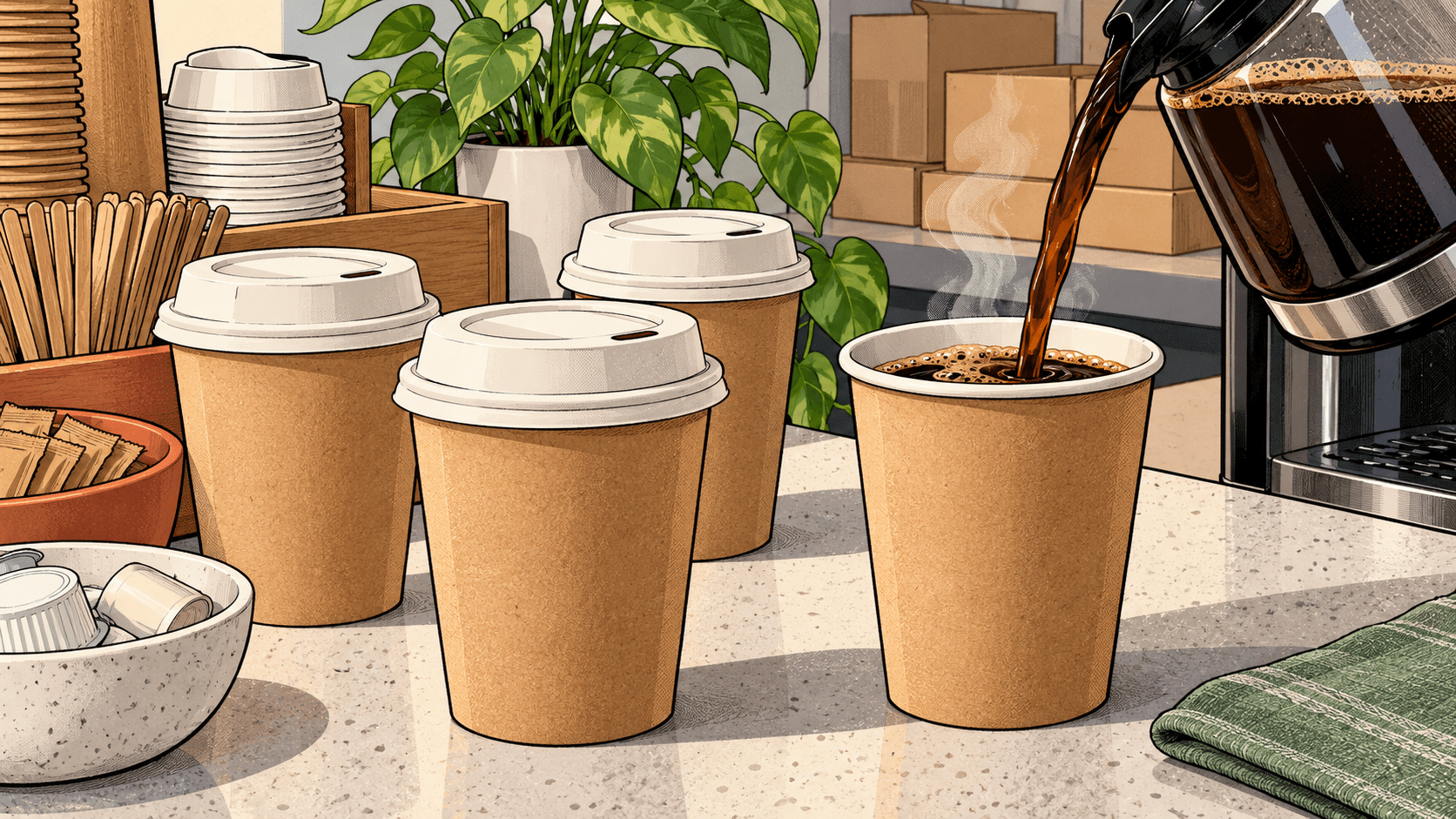 Office Coffee Station: Match 12 oz Cups to Lid Demand - ECO-Lipak