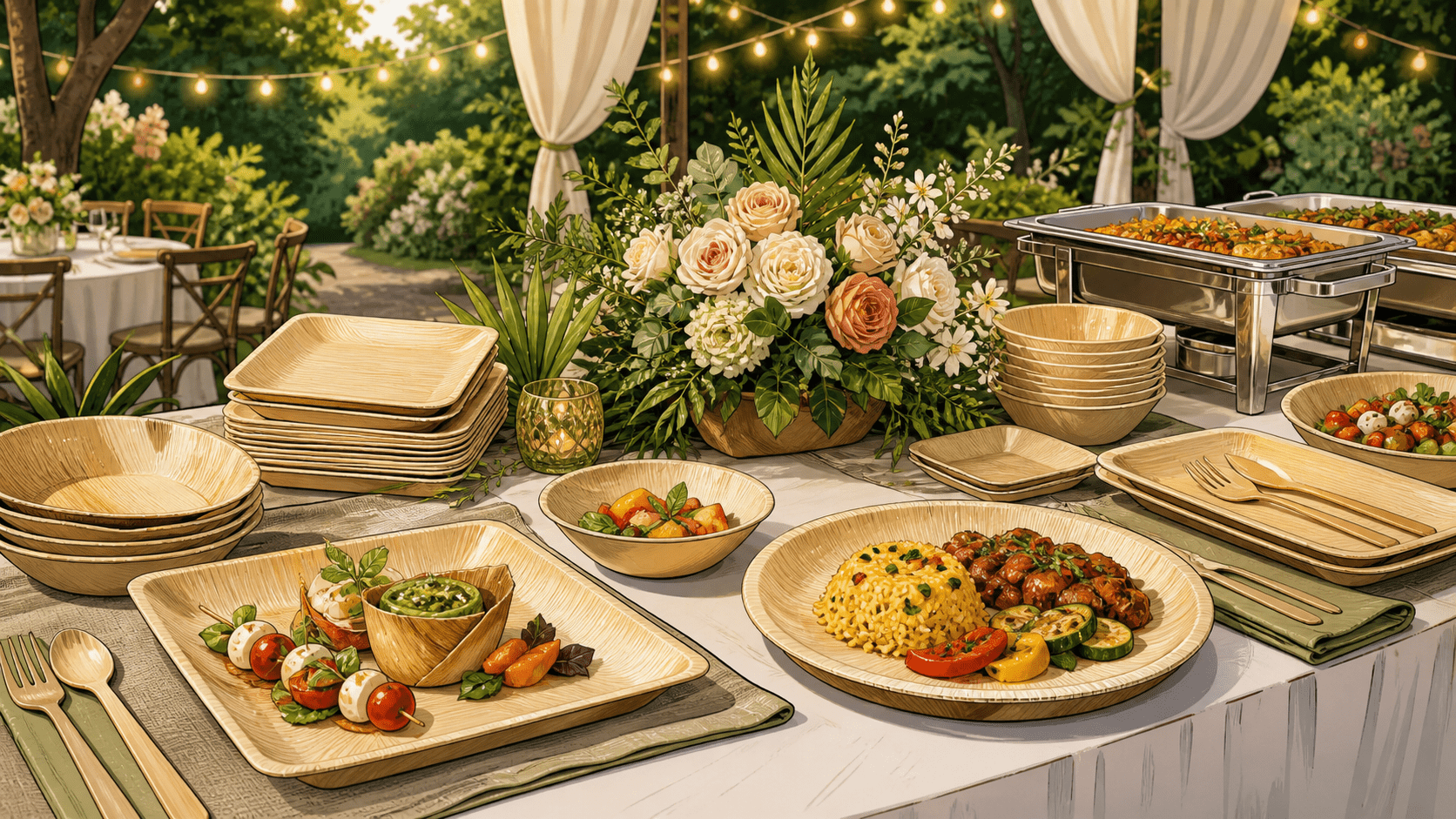 Palm Leaf Plates for Wedding Buffets, Garden Parties, and Catered Tables - ECO-Lipak