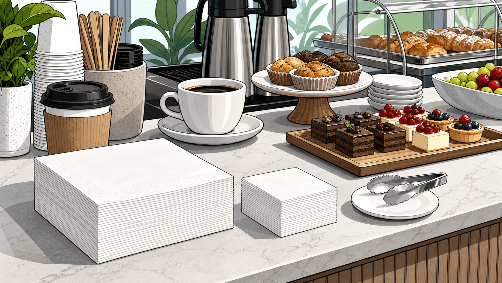 Paper Napkin Size Planning for Coffee Bars, Dessert Tables, and Catering Counters - ECO-Lipak
