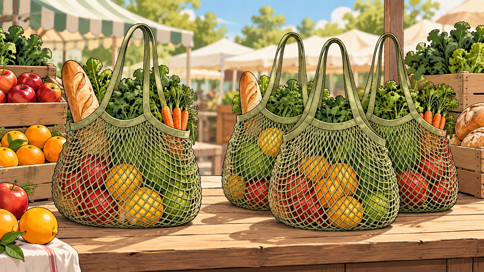 Reusable Cotton Mesh Grocery Bags: 1 Pack vs 3 Pack - ECO-Lipak
