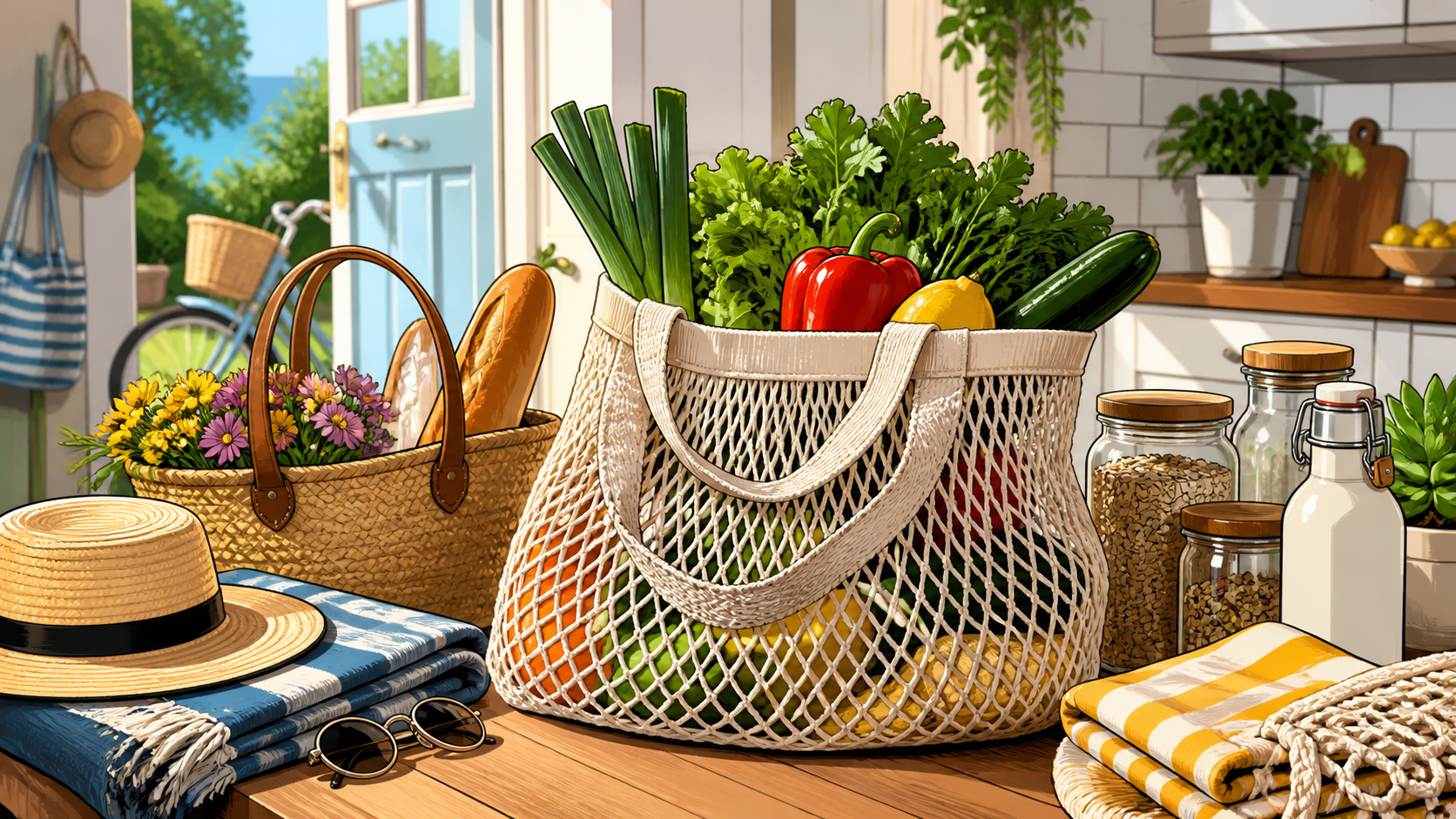 Reusable Mesh Grocery Bags for Farmers Markets, Beach Days, and Low-Waste Errands - ECO-Lipak