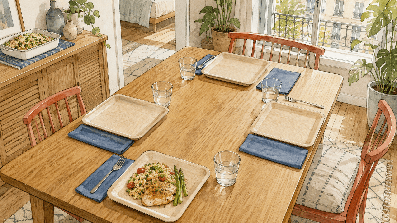 Square Bamboo Plates: Place Settings for Narrow Tables - ECO-Lipak