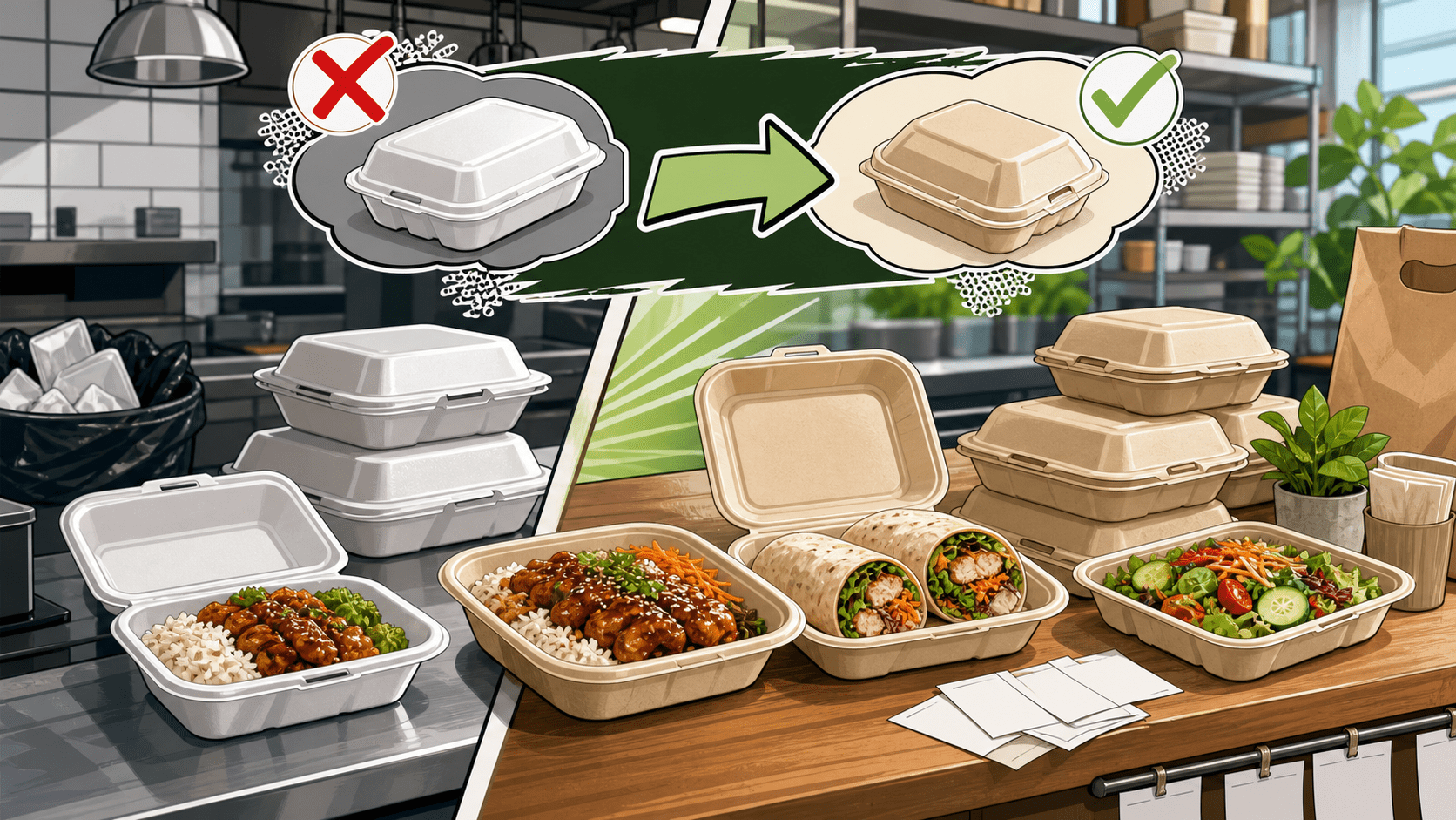 Sugarcane To-Go Boxes: When Restaurants Should Switch From Foam Clamshells - ECO-Lipak