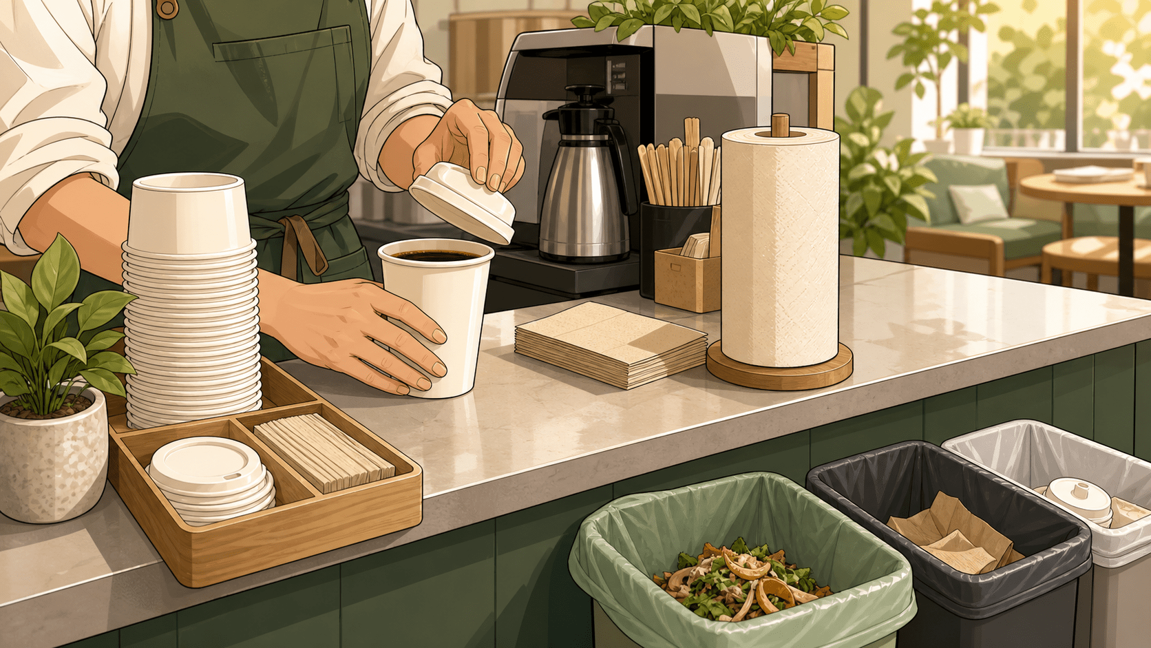 The Quiet Coffee Station Upgrade: Compostable Cups, CPLA Lids, and Sorting That Works - ECO-Lipak