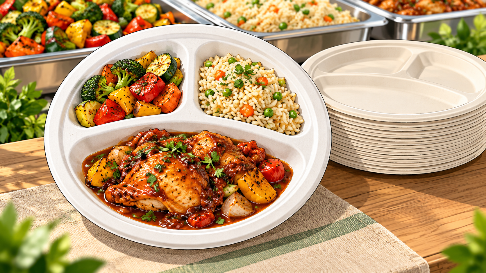 Three-Compartment Compostable Plates for Saucy Meals: 9 or 10 Inches? - ECO-Lipak