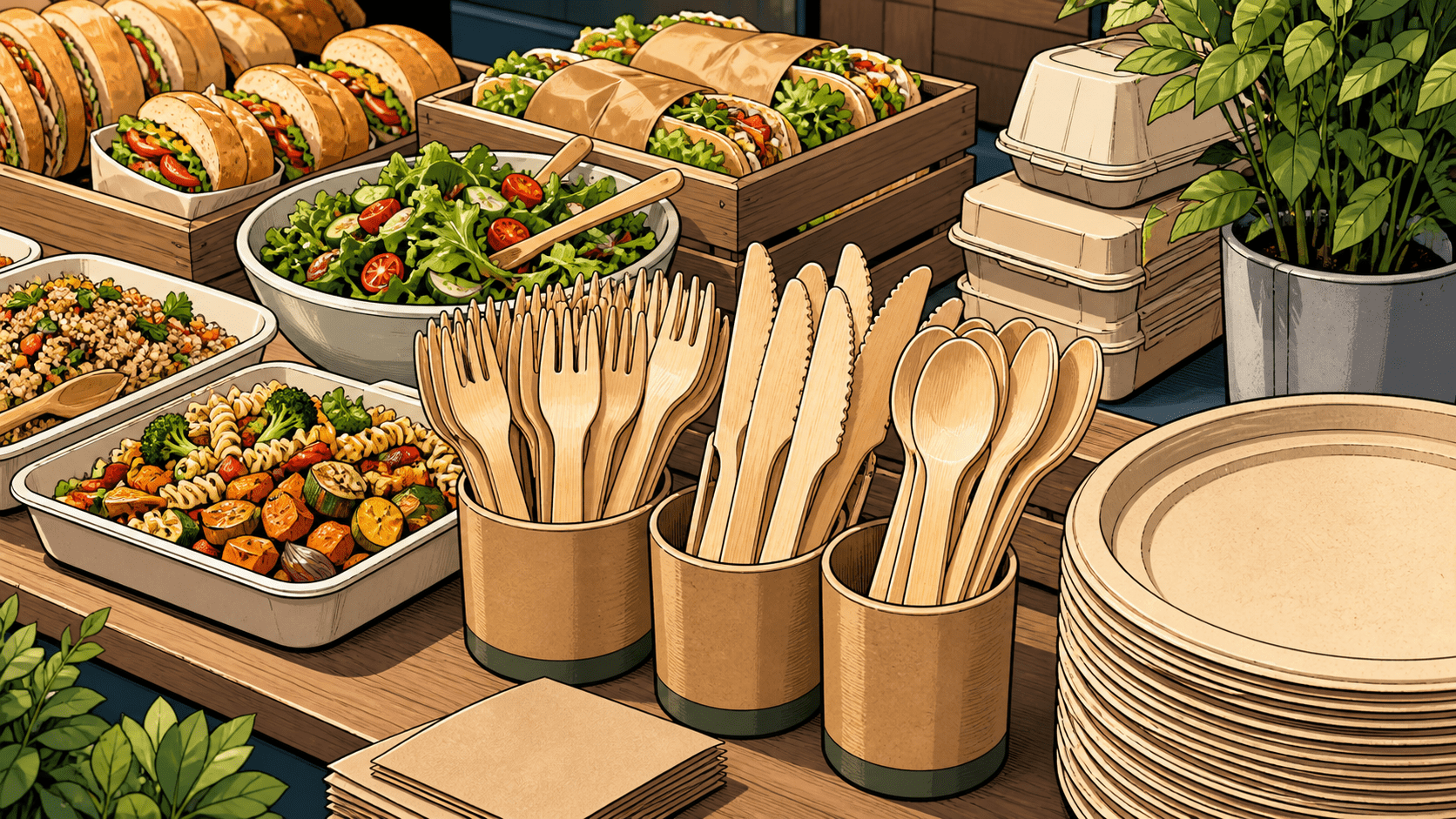 Wooden Cutlery for Office Catering, Salad Bars, and Outdoor Food Stations - ECO-Lipak