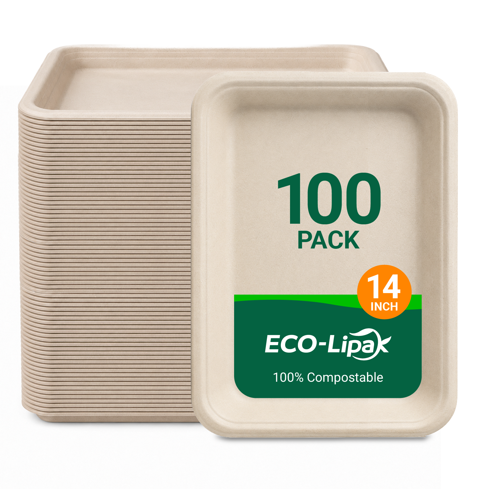 14 in Disposable Cutting-Resistant Compostable Trays｜PFAS-Free, BPA-Free