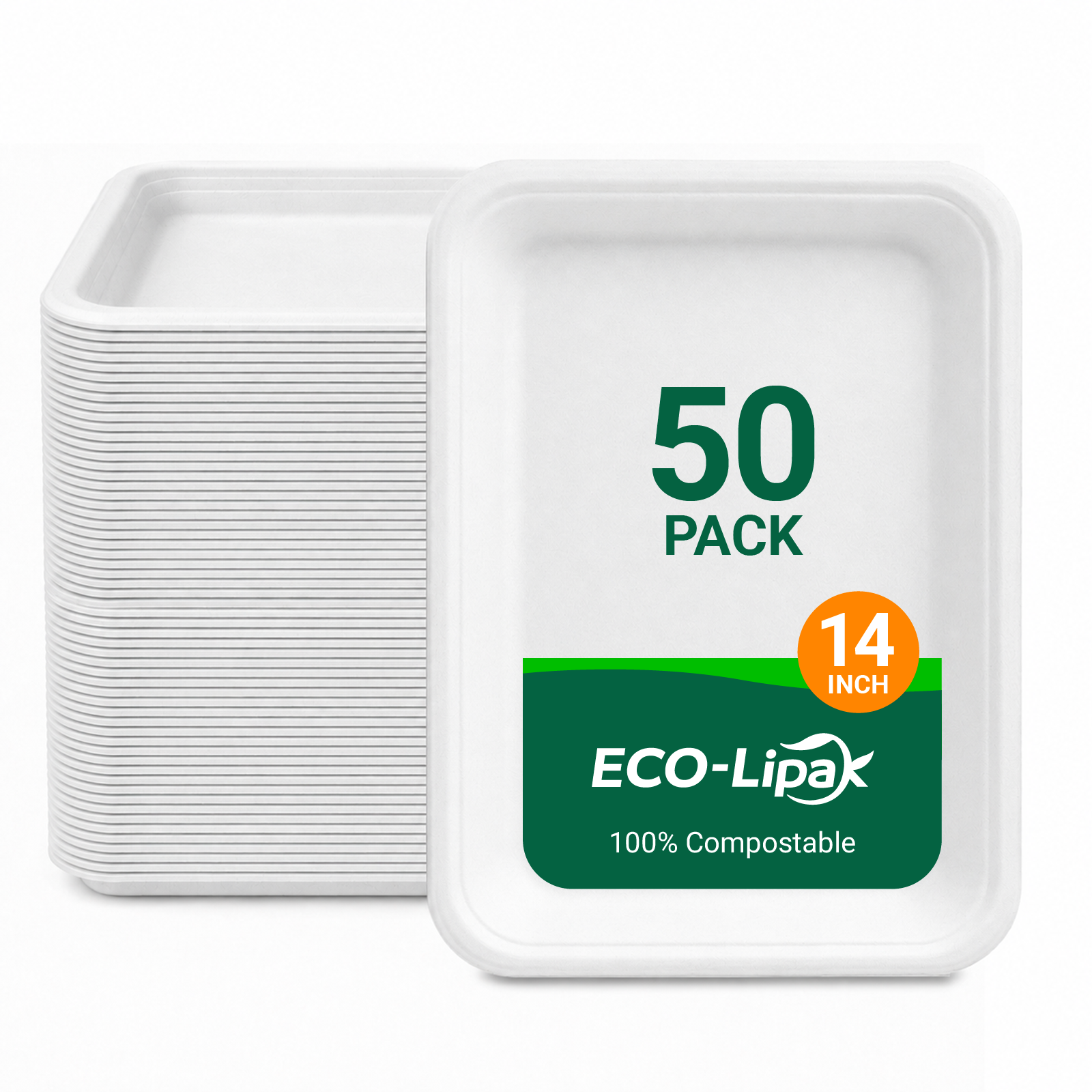 14 in Disposable Cutting-Resistant Compostable Trays｜PFAS-Free, BPA-Free