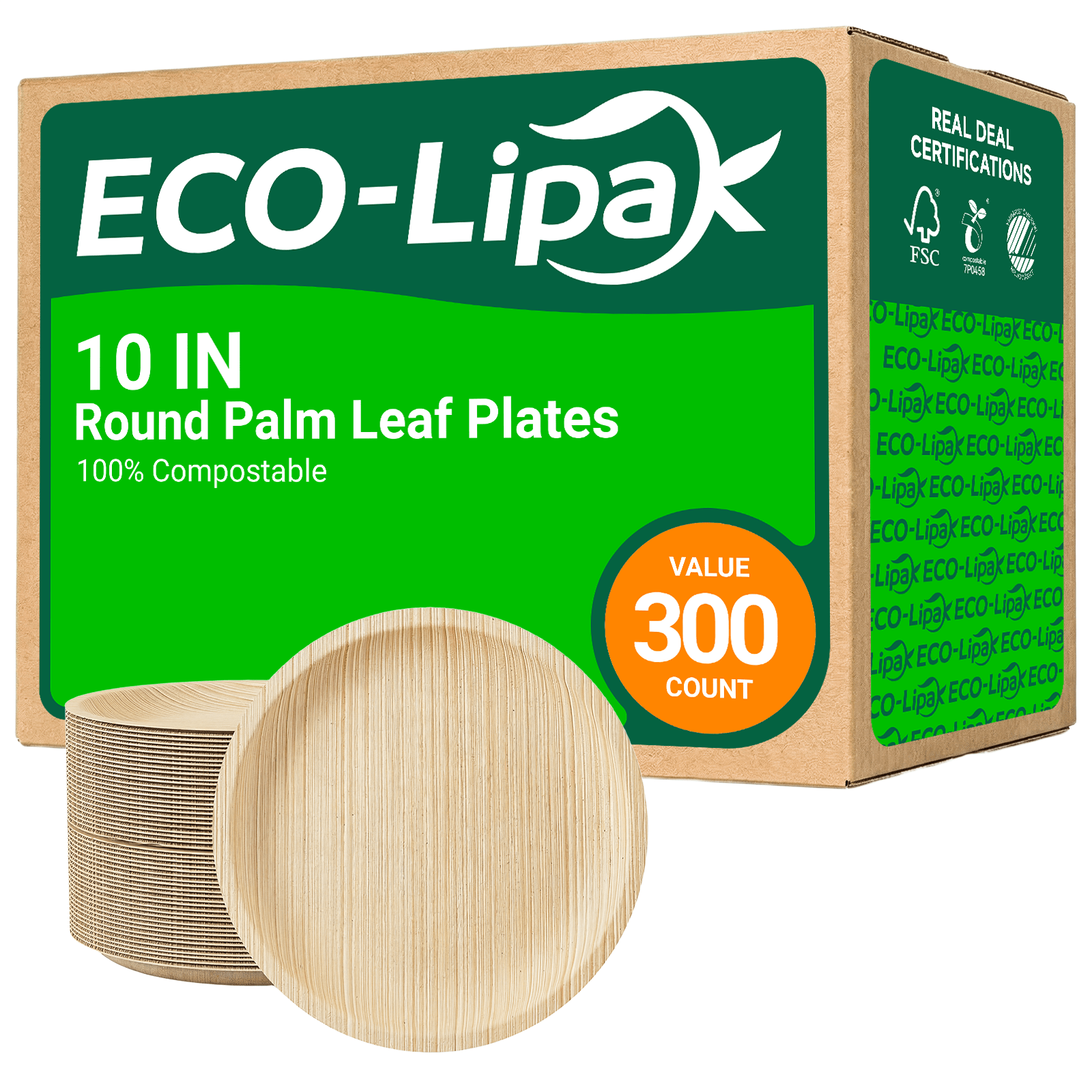 10in Round Heavy - Duty Palm Leaf Plates｜BPA - Free, Toxin - Free - ECO - Lipak
