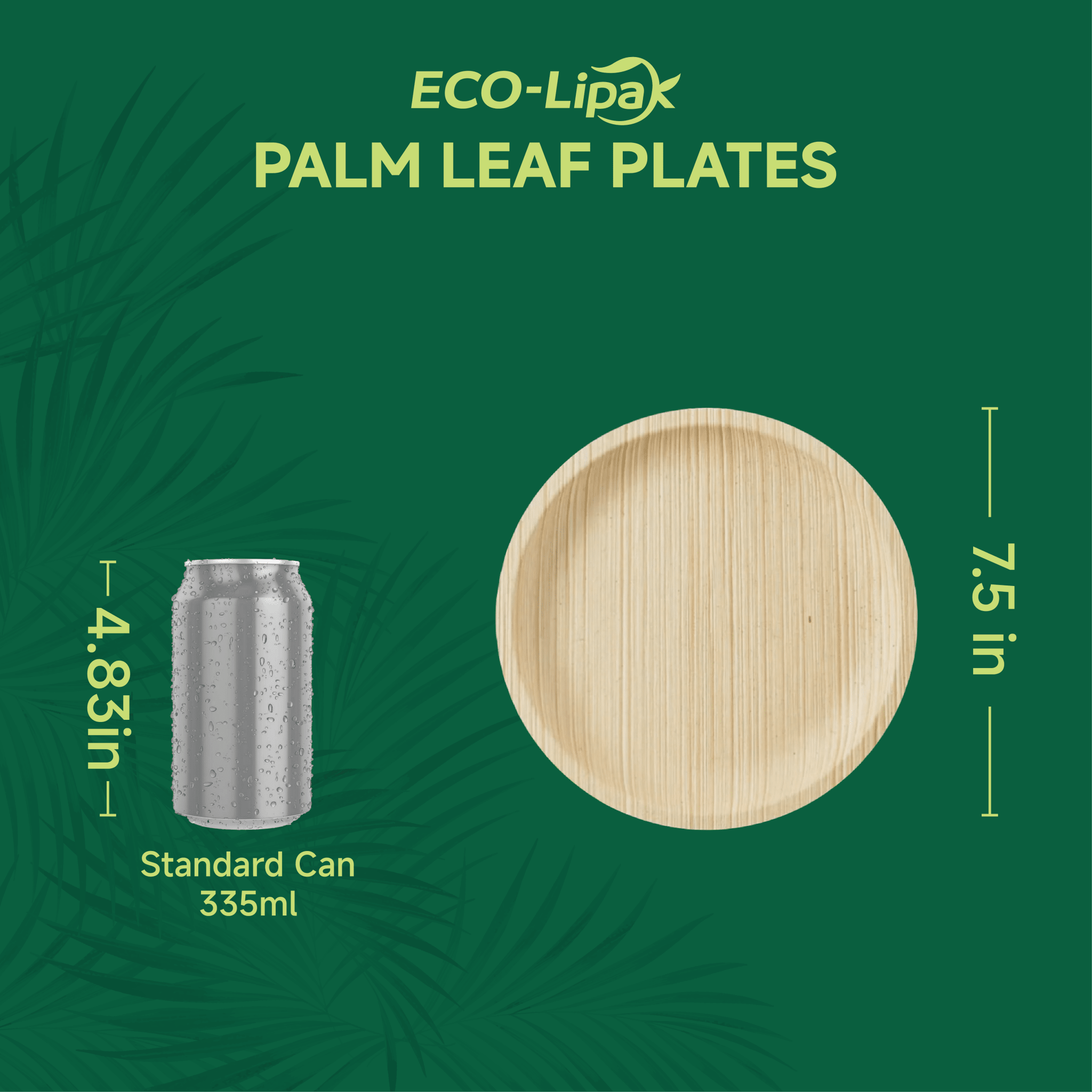 10in Round Heavy-Duty Palm Leaf Plates｜BPA-Free, Toxin-Free - ECO-Lipak