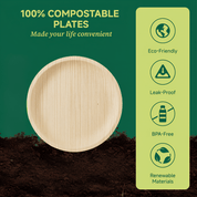 10in Round Heavy-Duty Palm Leaf Plates｜BPA-Free, Toxin-Free - ECO-Lipak