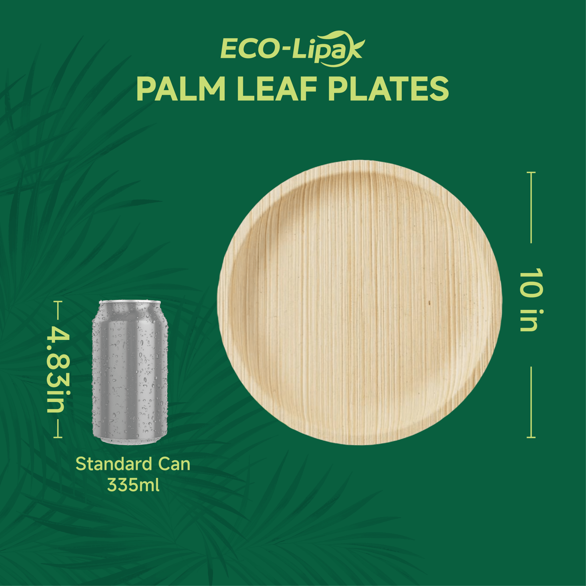 10in Round Heavy - Duty Palm Leaf Plates｜BPA - Free, Toxin - Free - ECO - Lipak