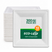 Assiettes compostables carrées ultra-résistantes｜Sans BPA, Résistantes à la coupure