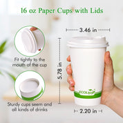 12 oz / 16 oz Heat - Resistant Multi - Purpose Compostable Cups with CPLA Lid｜BPA - Free, Toxin - Free - ECOlipak