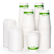 12 oz / 16 oz Heat - Resistant Multi - Purpose Compostable Cups with CPLA Lid｜BPA - Free, Toxin - Free - ECOlipak