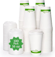 12 oz / 16 oz Heat - Resistant Multi - Purpose Compostable Cups with CPLA Lid｜BPA - Free, Toxin - Free - ECOlipak