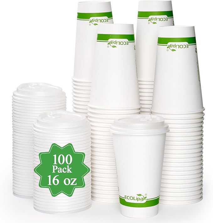 12 oz / 16 oz Heat - Resistant Multi - Purpose Compostable Cups with CPLA Lid｜BPA - Free, Toxin - Free - ECOlipak