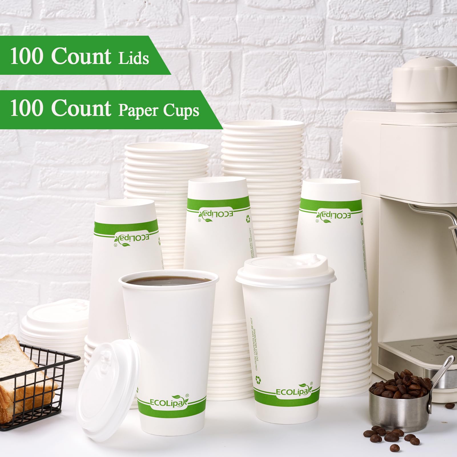 12 oz / 16 oz Heat - Resistant Multi - Purpose Compostable Cups with CPLA Lid｜BPA - Free, Toxin - Free - ECOlipak