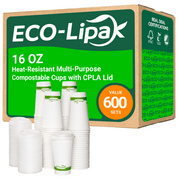 12 oz / 16 oz Heat - Resistant Multi - Purpose Compostable Cups with CPLA Lid｜BPA - Free, Toxin - Free - ECOlipak