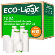 12 oz / 16 oz Heat - Resistant Multi - Purpose Compostable Cups with CPLA Lid｜BPA - Free, Toxin - Free - ECOlipak